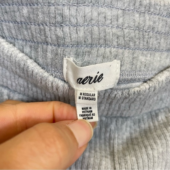 Aerie Groove-On Velour High Waisted Flare Pant Medium Heather Gray Size M - Picture 4 of 9